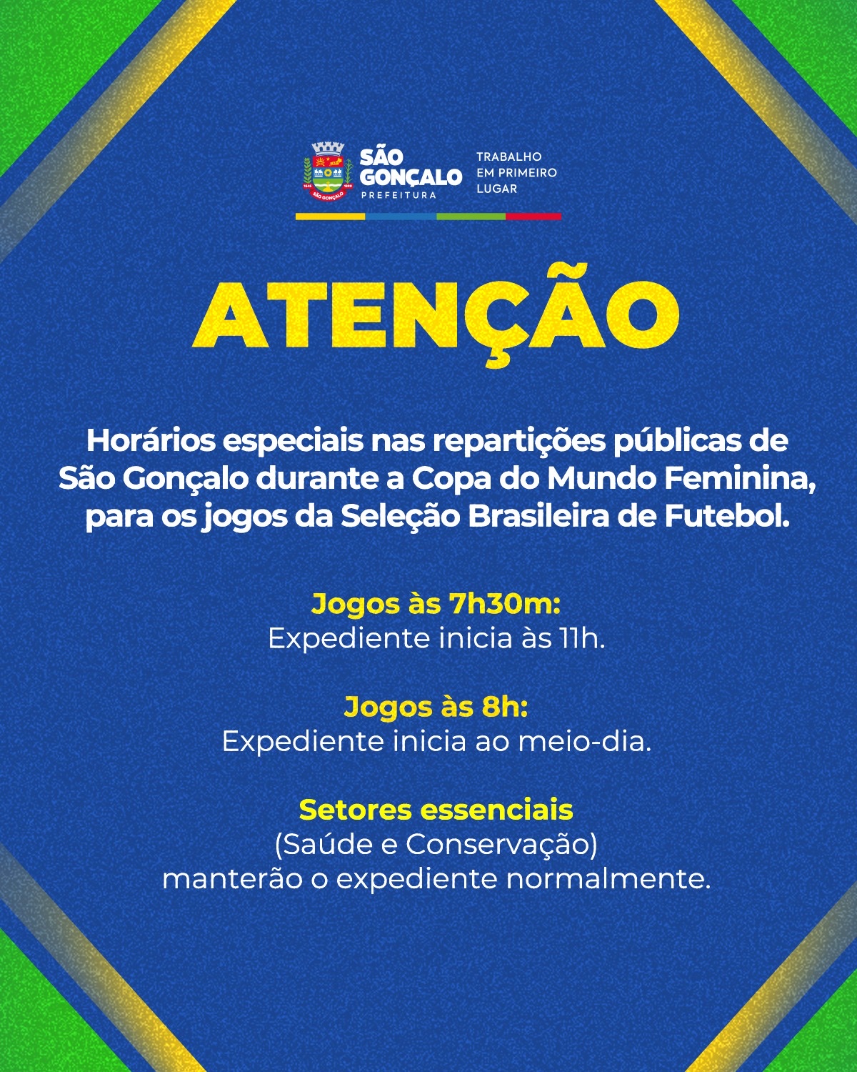 Prefeitura terá horários especiais em dias de jogos do Brasil na Copa do  Mundo