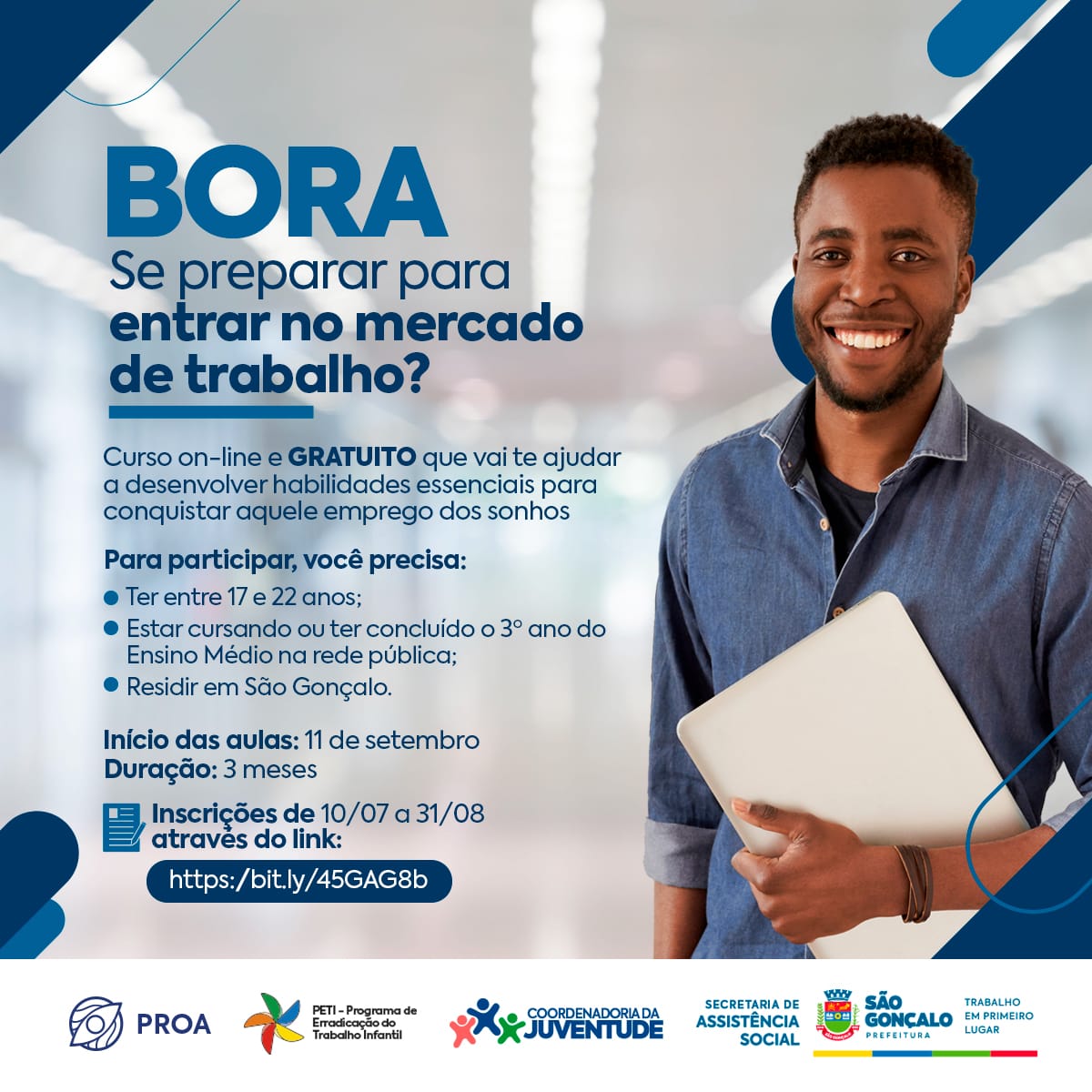 Estão abertas as inscrições para curso gratuito e online que auxilia a  ingressar no mercado de trabalho